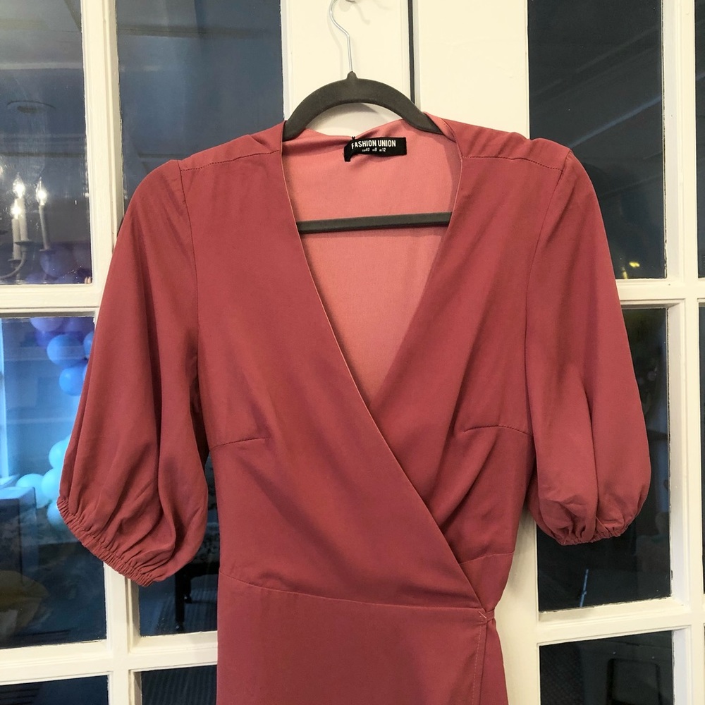 Fashion Union Wrap Front Maxi Dress With Balloon Sleeves, Size 8 (US)